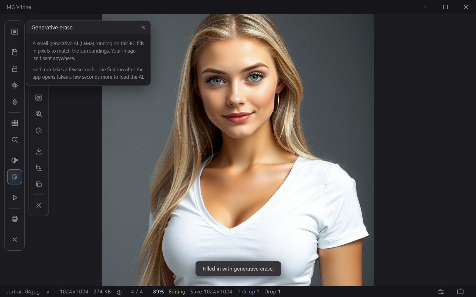 Removing an unwanted area with Generative erase